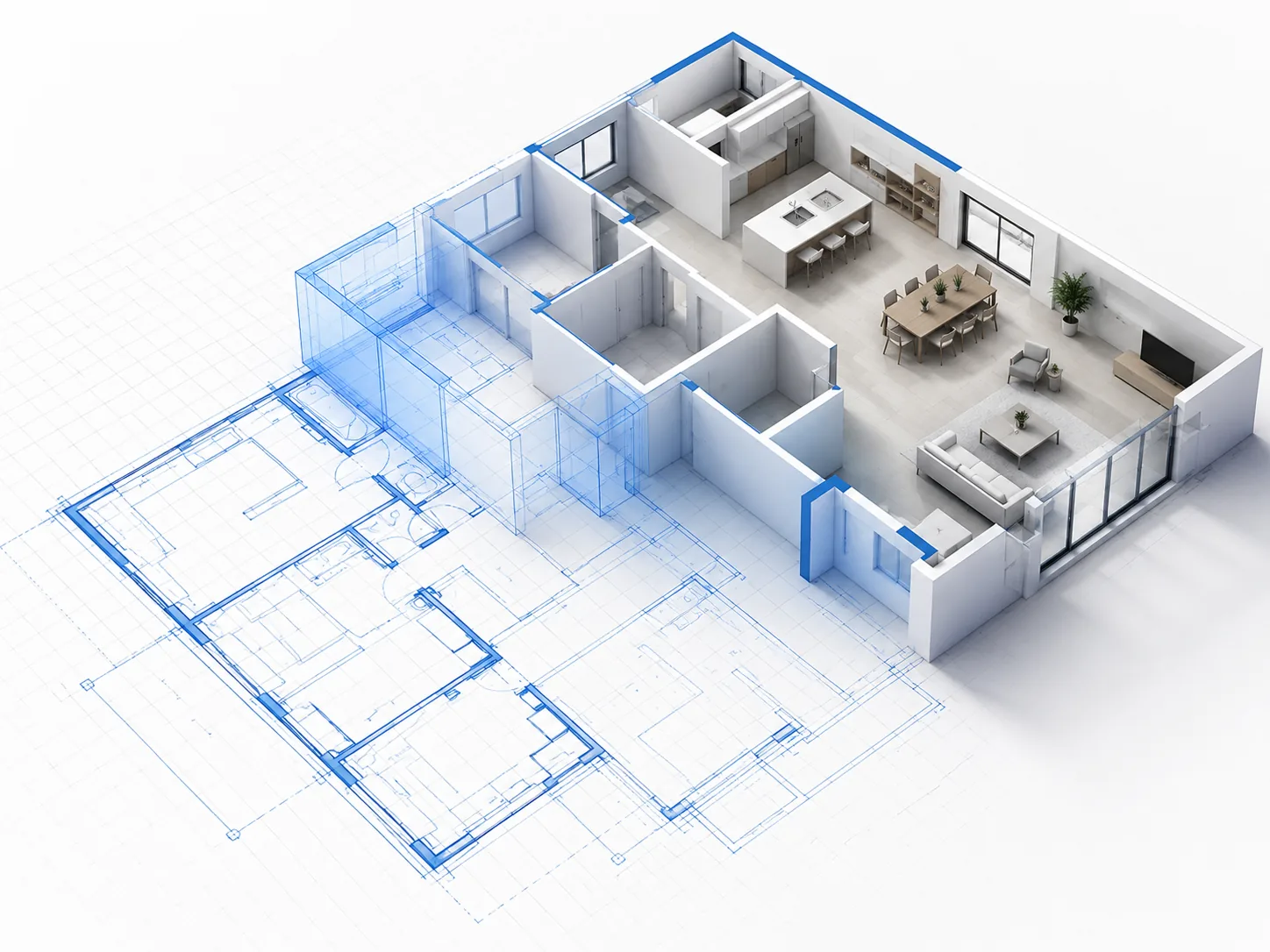Floor plan turned into a 3D interior model